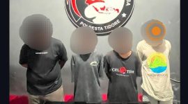 Empat terduga pelaku dan barang bukti (Istimewa)